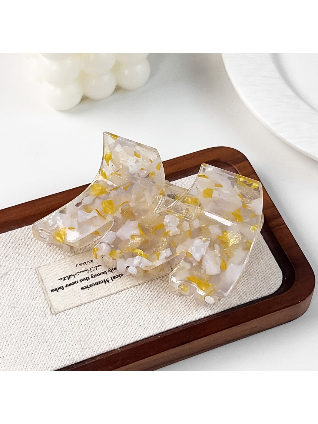 Beau - Glossy Marbled Acetate M Shape Claw Clip