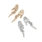 Earedge - Plated Leaf Tassel Statement Drop Earrings