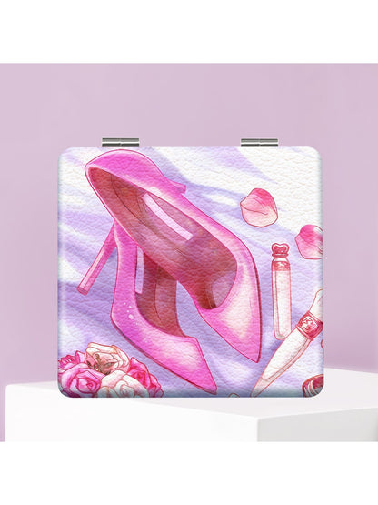Mirroray - Cartoon Print Folding PU Glass Makeup Mirror