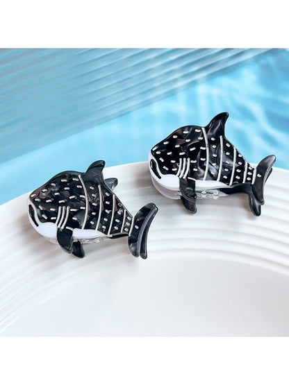 Beau - Glossy Whale Motif Acetate Claw Clip