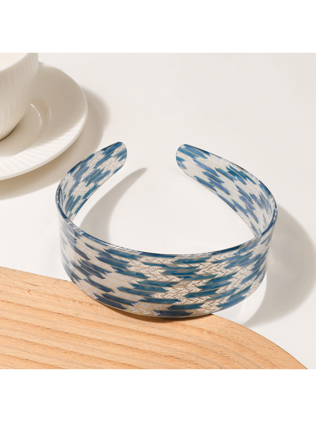 Gifty - Wide Printed Houndstooth Texture Headband