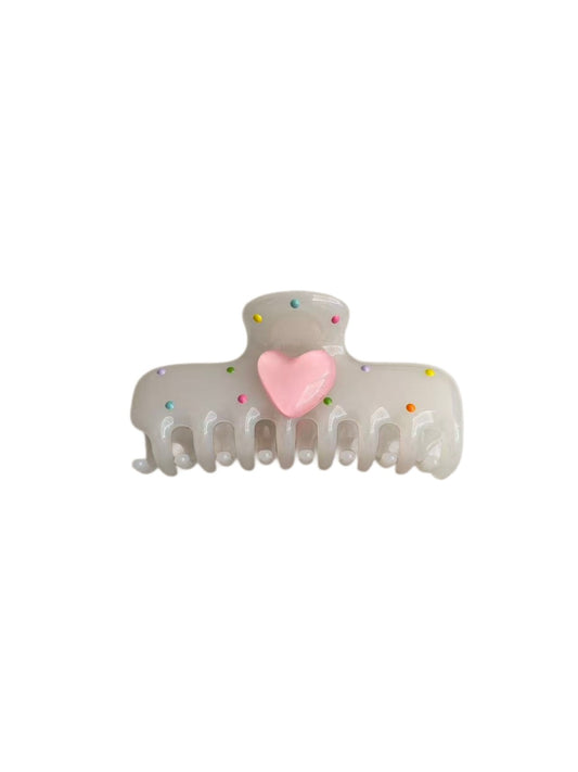 Beau - Sweet Style Heart Detail Polka Dot Claw Clip