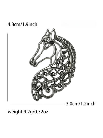Brovia - Retro Hollow Horse Alloy Fashion Brooch Pin