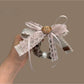 Gifty - Lace Ribbon Bow Animal Detail Ponytail Scrunchie