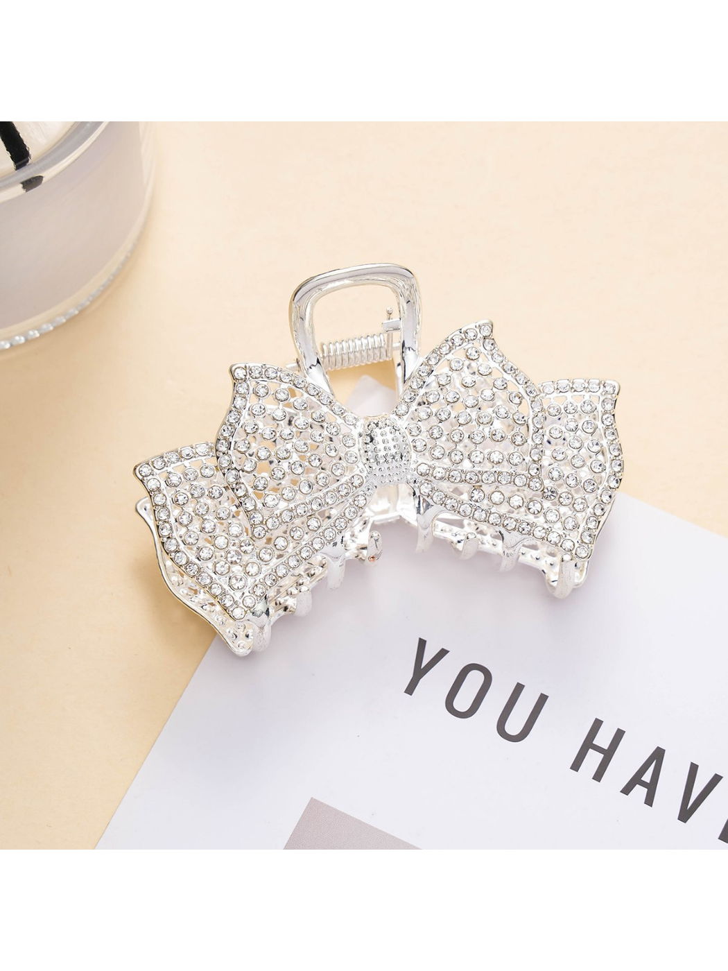 Beau - Bow Shape Rhinestone Detail Hair Claw Clip