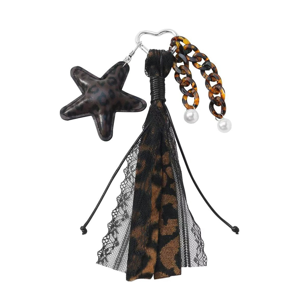 Keypus - Leopard Print Lace Star Pouch Keychain