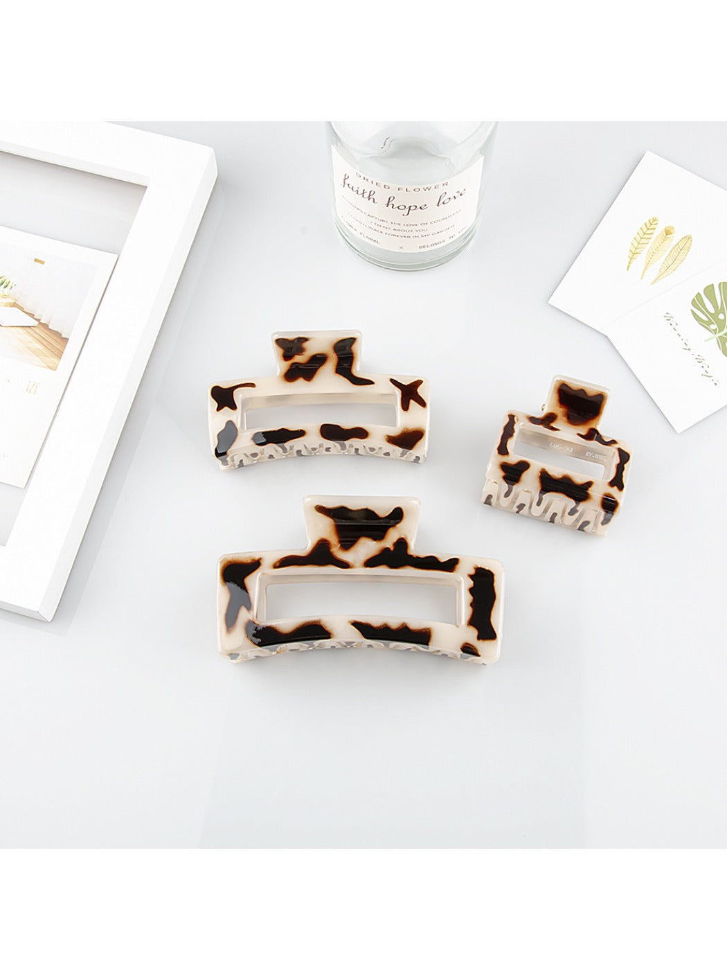 Beau - Leopard Print Openwork Square Claw Clip