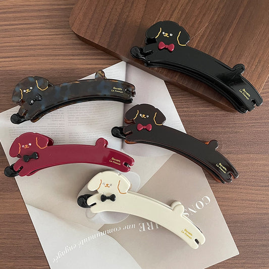 Beau - Playful Puppy Shape Curved Banana Clip