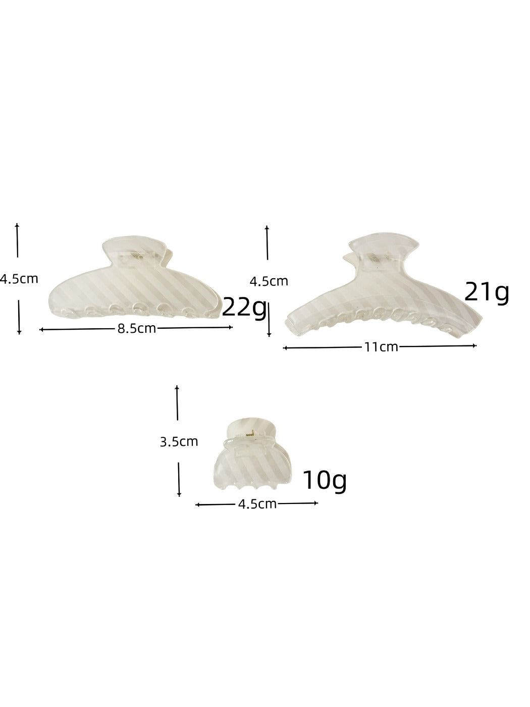 Beau - Striped Translucent Hair Claw Hair Clip