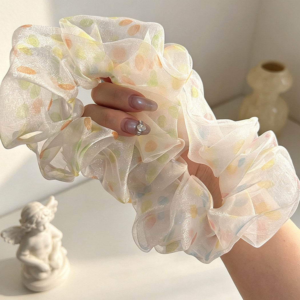 Gifty - Pastel Toned Sheer Polka Dot Scrunchie