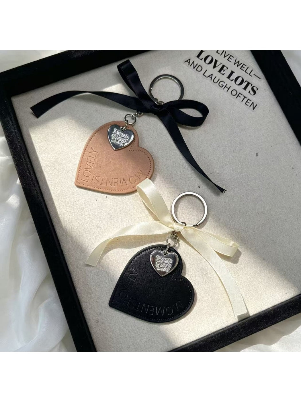 Keypus - Ribbon Accent Heart Pendant Key Ring Keychain
