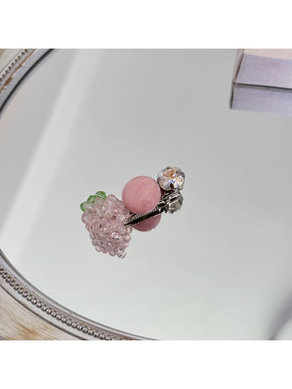 Beau - Strawberry Beaded Fruit Design Bang Hair Clip