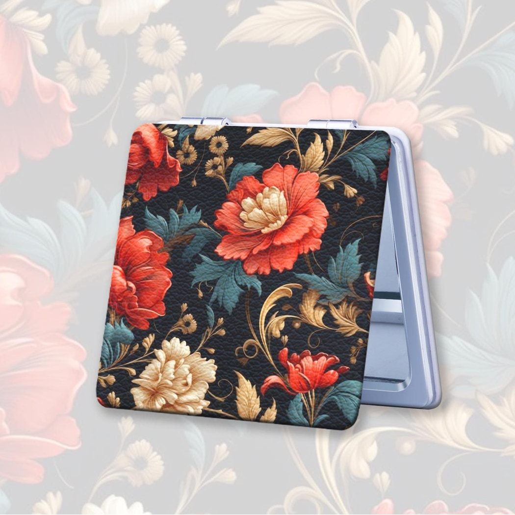 Mirroray - Foldable Floral Pattern Portable Makeup Mirror