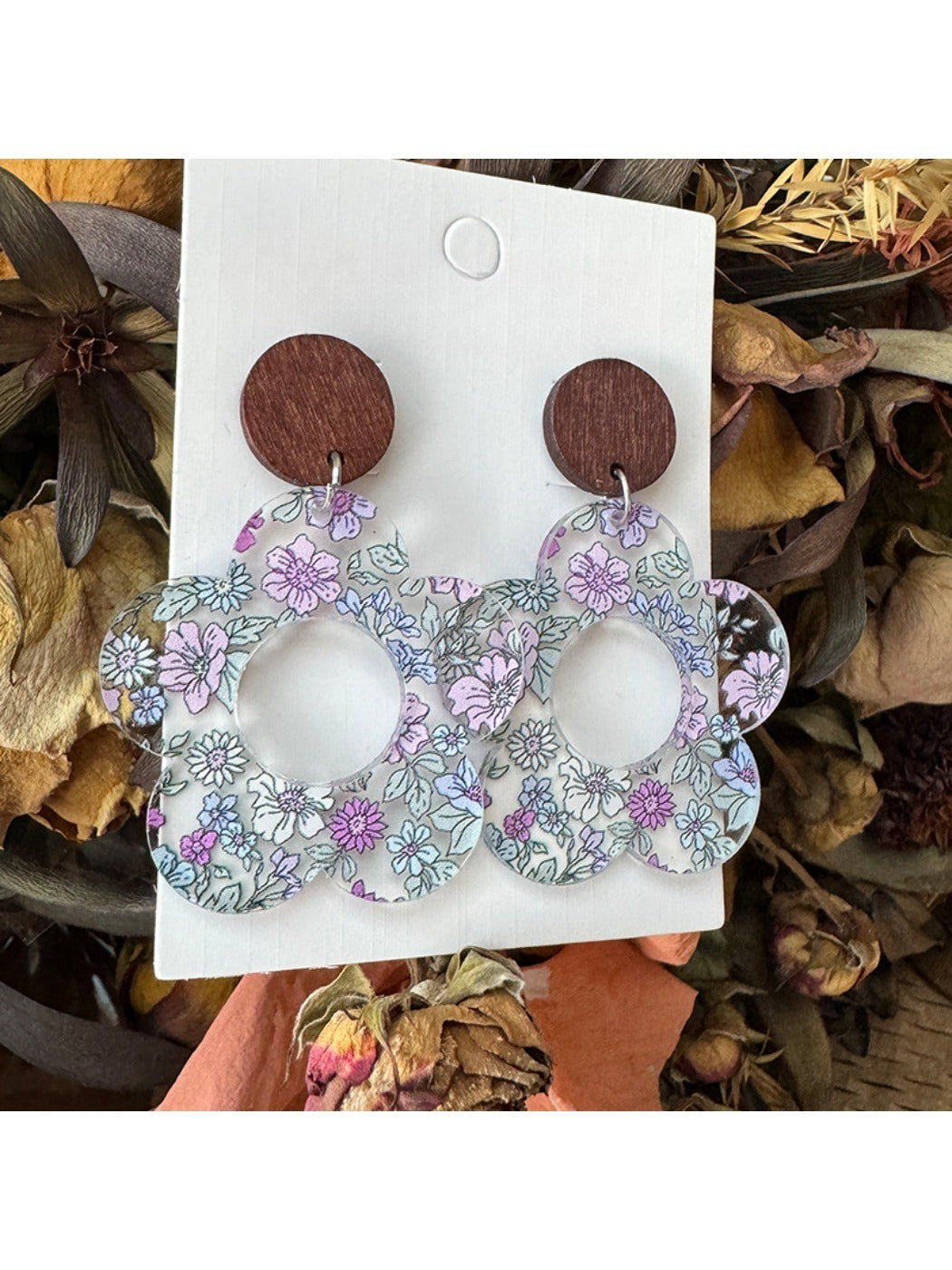 Earedge - Printed Daisy Patchwork Earrings