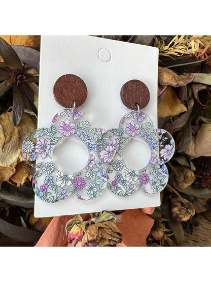 Earedge - Printed Daisy Patchwork Earrings