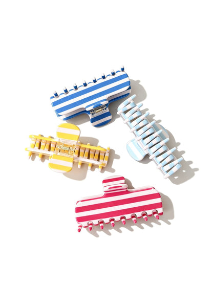 Beau - Rounded Striped Acetate Hair Claw Clip