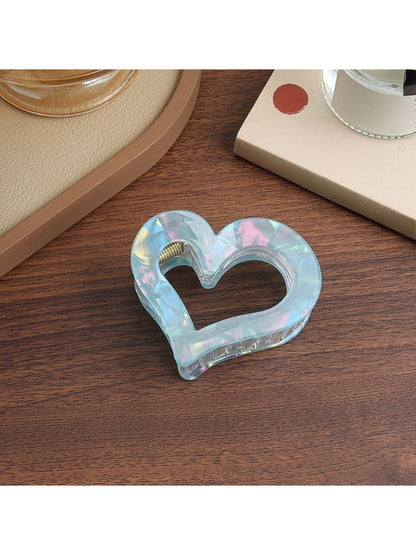 Beau - Iridescent Heart Shaped Claw Clip