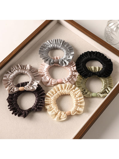 Gifty - Solid Color Satin Finish Ruffle Scrunchie