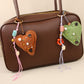 Keypus - Retro Textured Heart Bag Charm Keychain