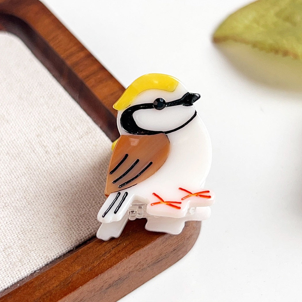 Brown eye bird hair claw clip