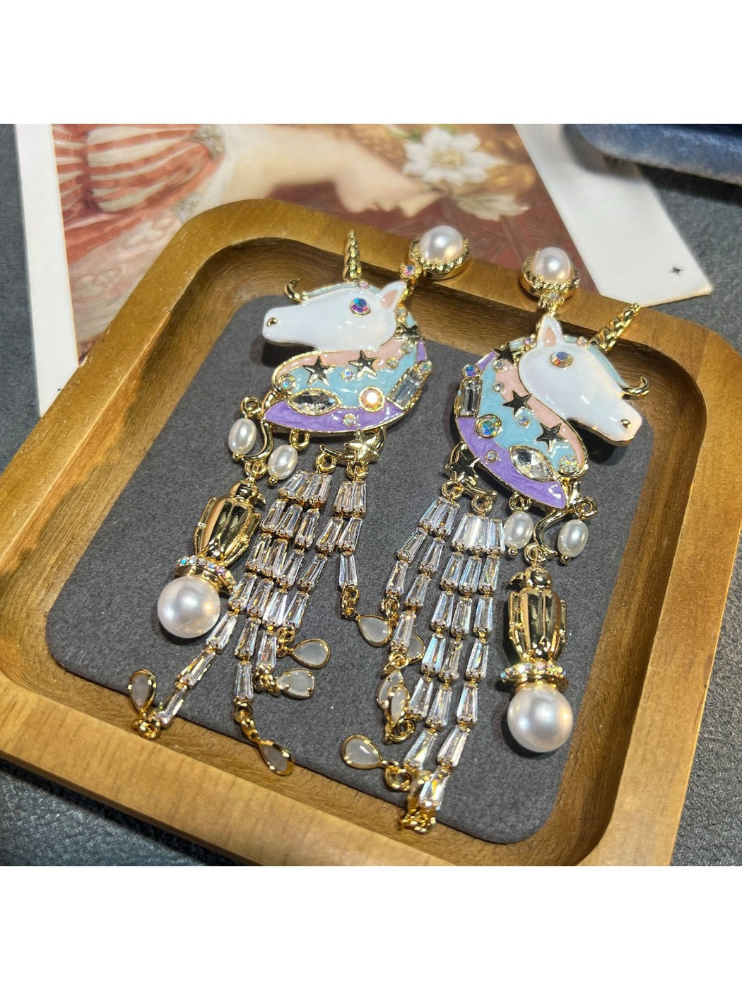 Earedge - Unicorn Tassel Drop Earrings