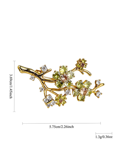 Brovia - Vintage Plum Blossom Rhinestone Brooch