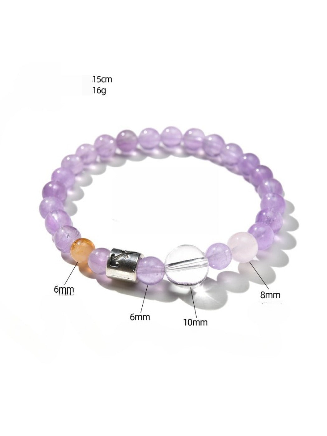 Lovra Zodiac Crystal Beaded Bracelet close-up showing bead clarity and charm engraving