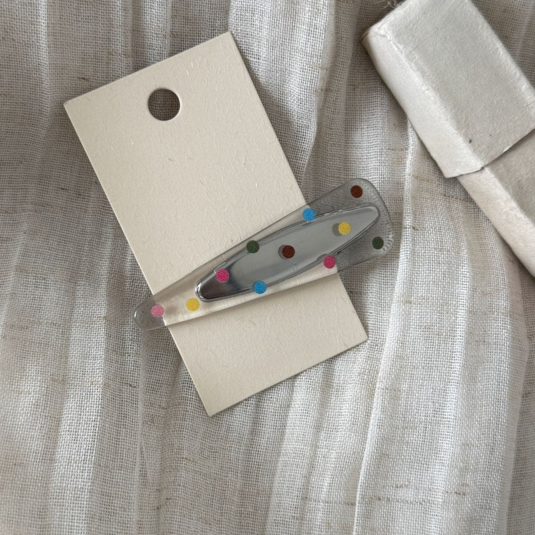 Beau - Plastic Alloy Transparent Polka Dot Hair Clip