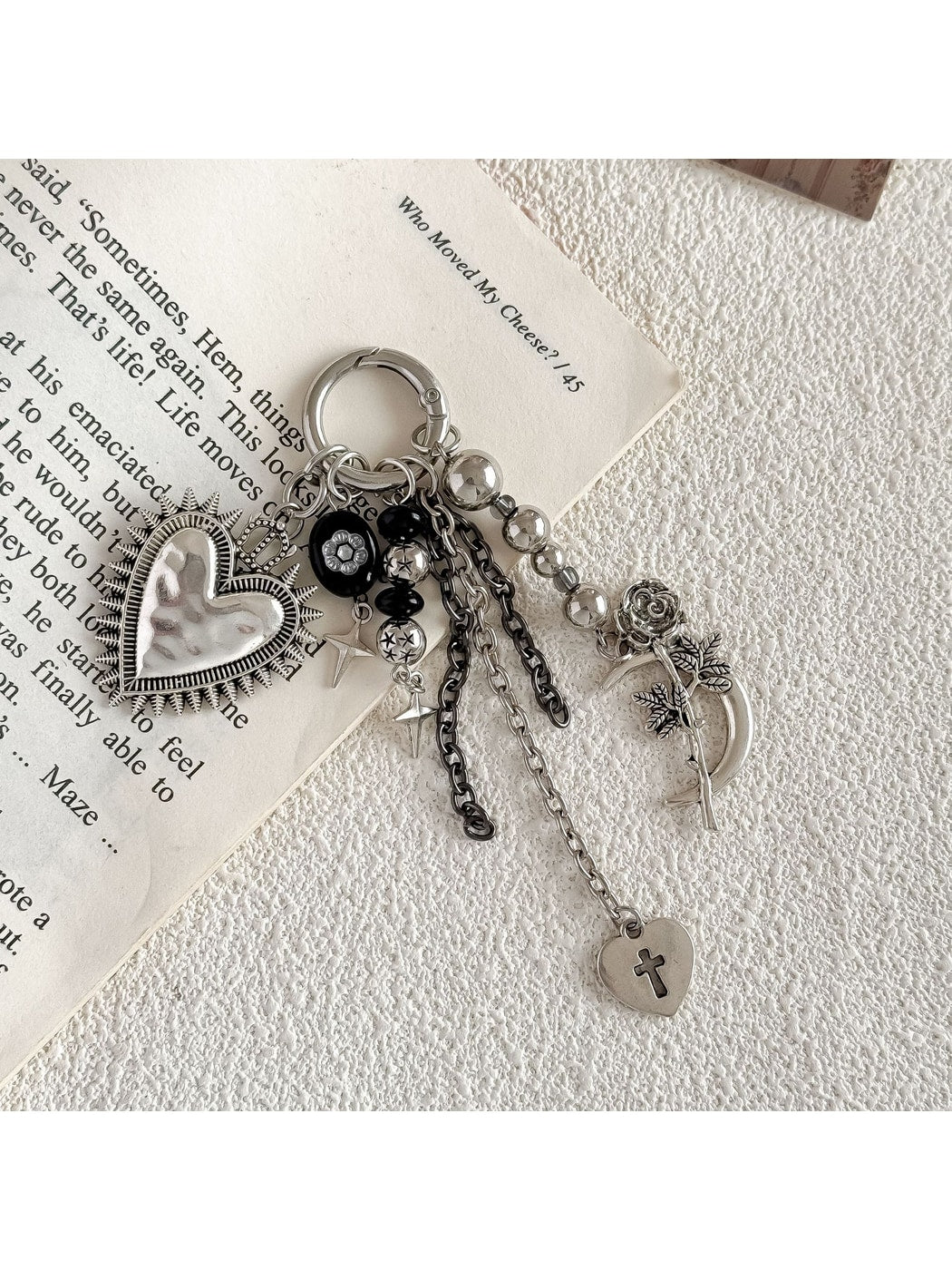 Keypus - Heart and Cross Alloy Bag Charm Keychain