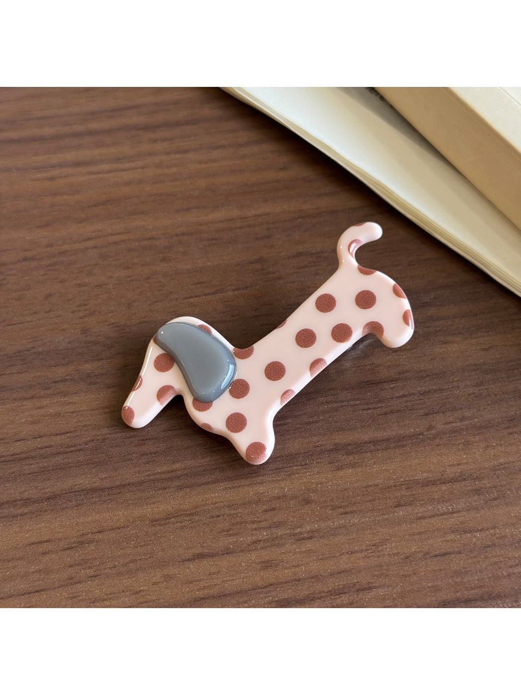 Beau - Polka Dot Dog Shape Acetate Claw Clip