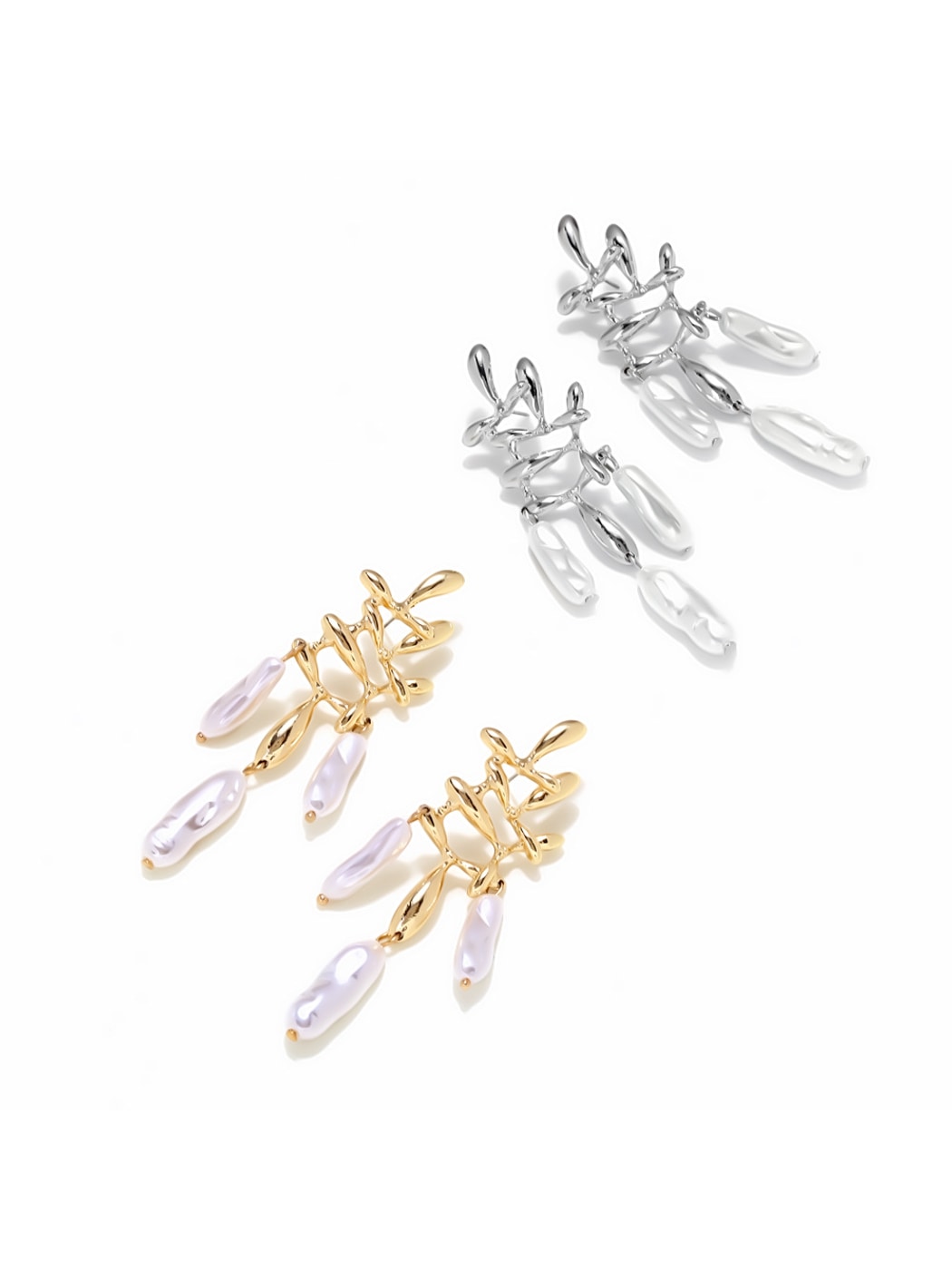 Earedge - Hollow Irregular Drop Dangle Earrings