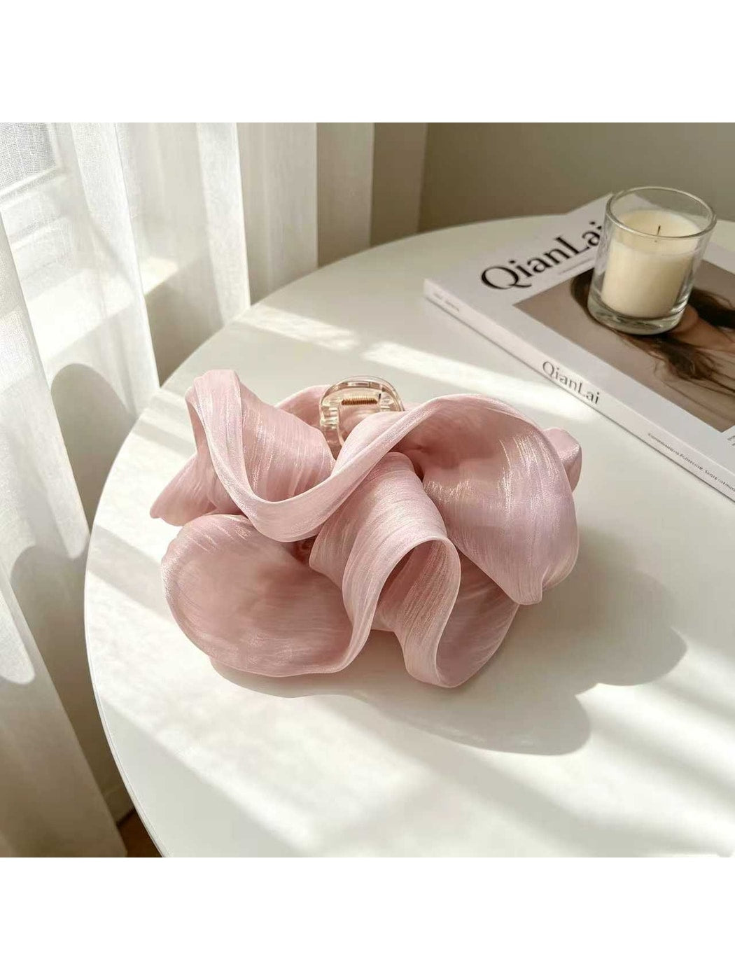 Beau - Ruched Cloud Polyester Banana Hair Clip