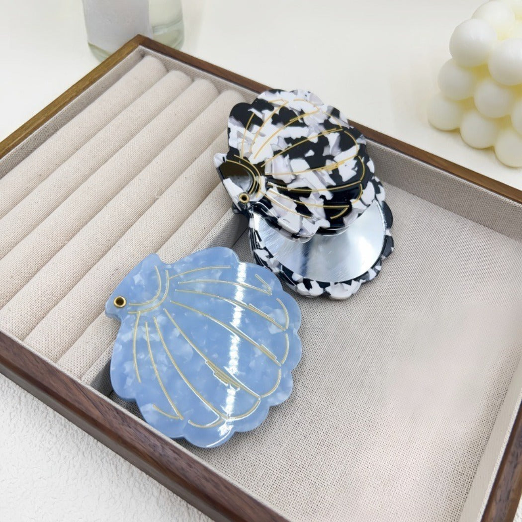 Mirroray - Shell-Shaped Mixed-Pattern Compact Mirror