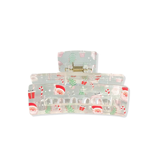 Beau - Christmas Transparent Santa Print Claw Clip