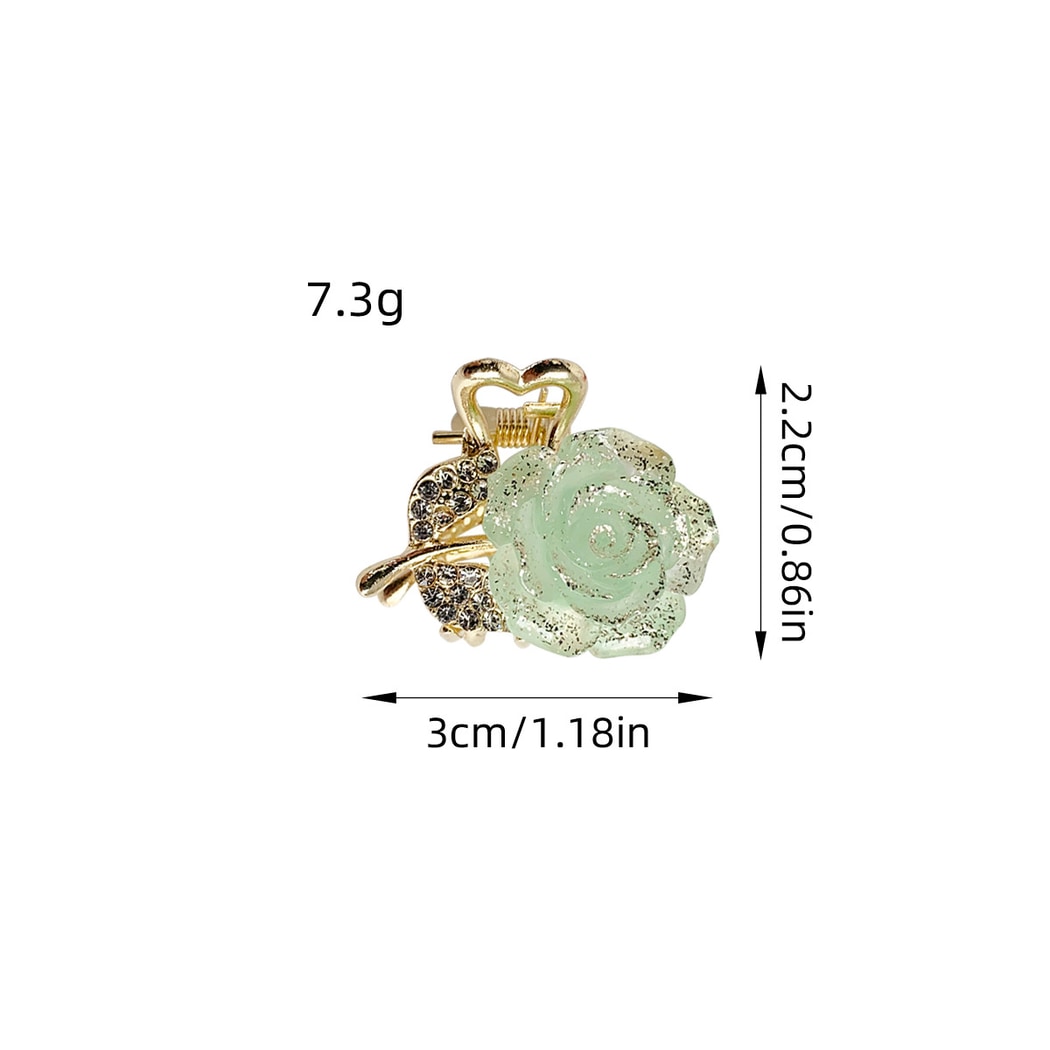 Beau - Mini Glitter Rose Design Claw Clip