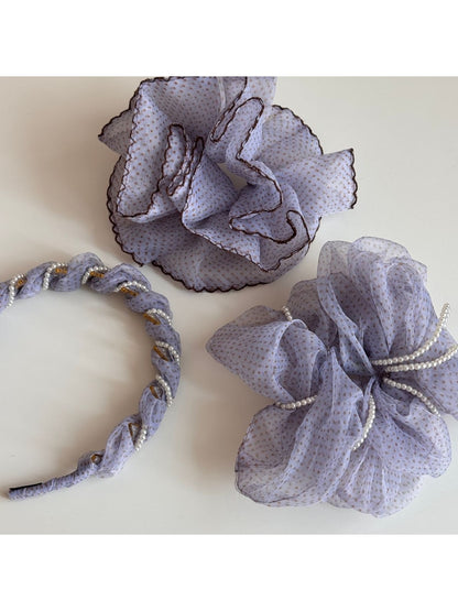 Gifty - Ruffled Polka Dot Sheer Look Scrunchie
