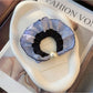 Gifty - Blue Plaid Polka Dot Fabric Scrunchie