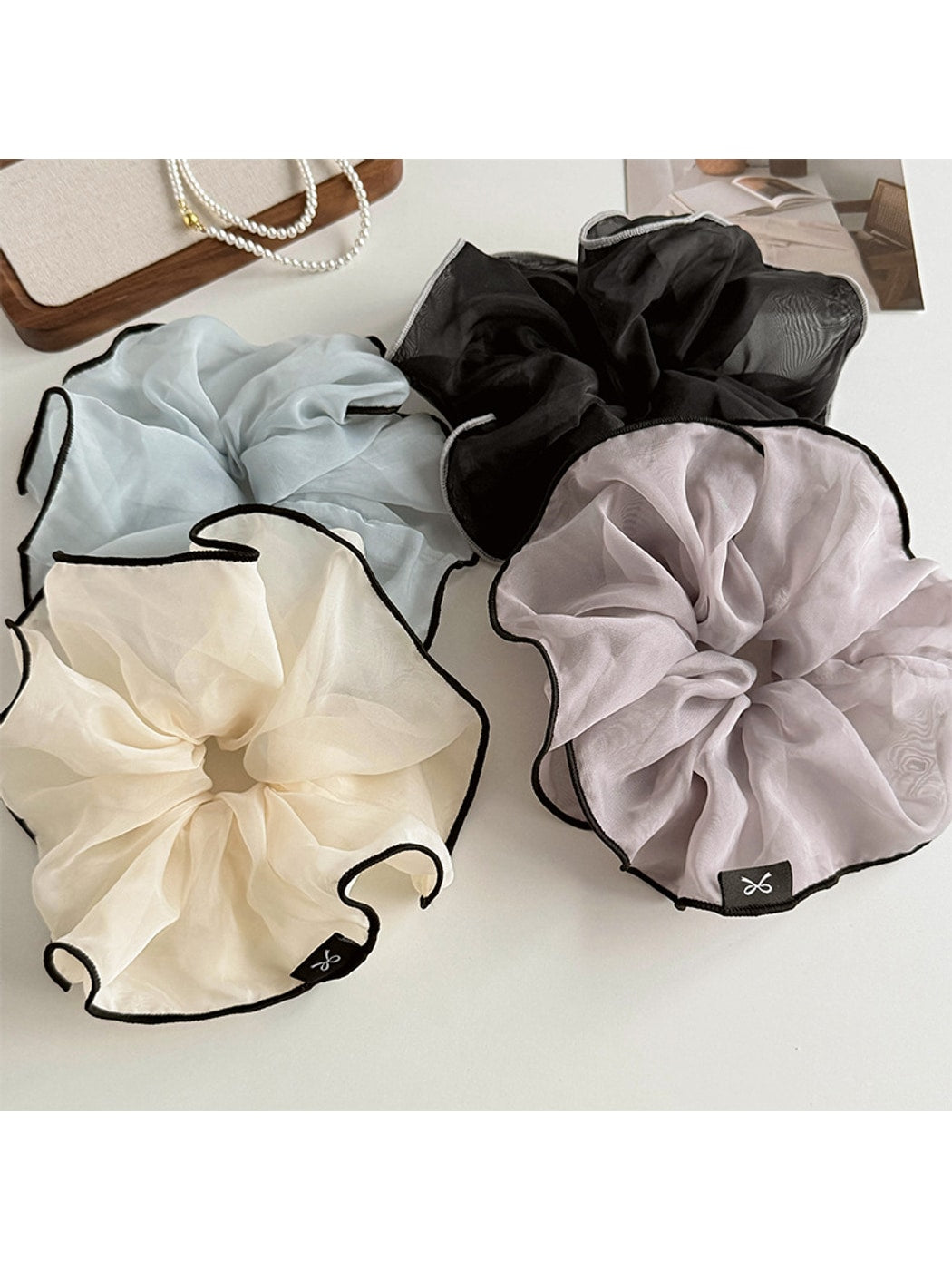 Gifty - Ruffled Polyester Mesh Organza Scrunchie