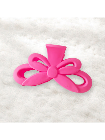 Beau - Matte Bow Design Plastic Alloy Claw Clip