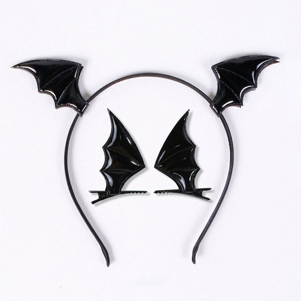 Black bat wing hair accessory set
