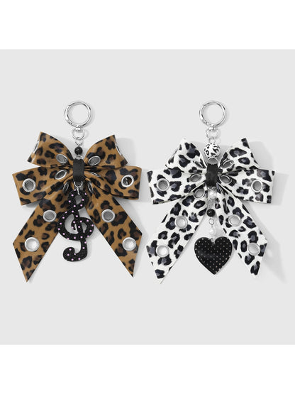 Keypus - Y2K Leopard Print Bow Dangle Bag Charm Keychain