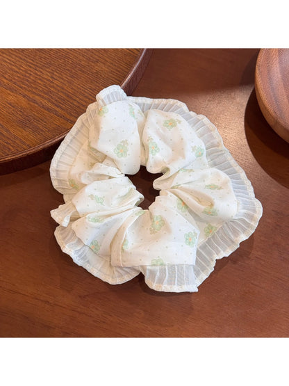 Gifty - Lace Trim Floral Scrunchie Sweet Bow