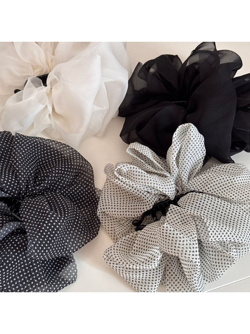 Beau - Polka Dot Ruffle Banana Clip Hair Accessory