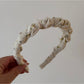 Gifty - Floral Ruffle Trim Polyester Fabric Scrunchie