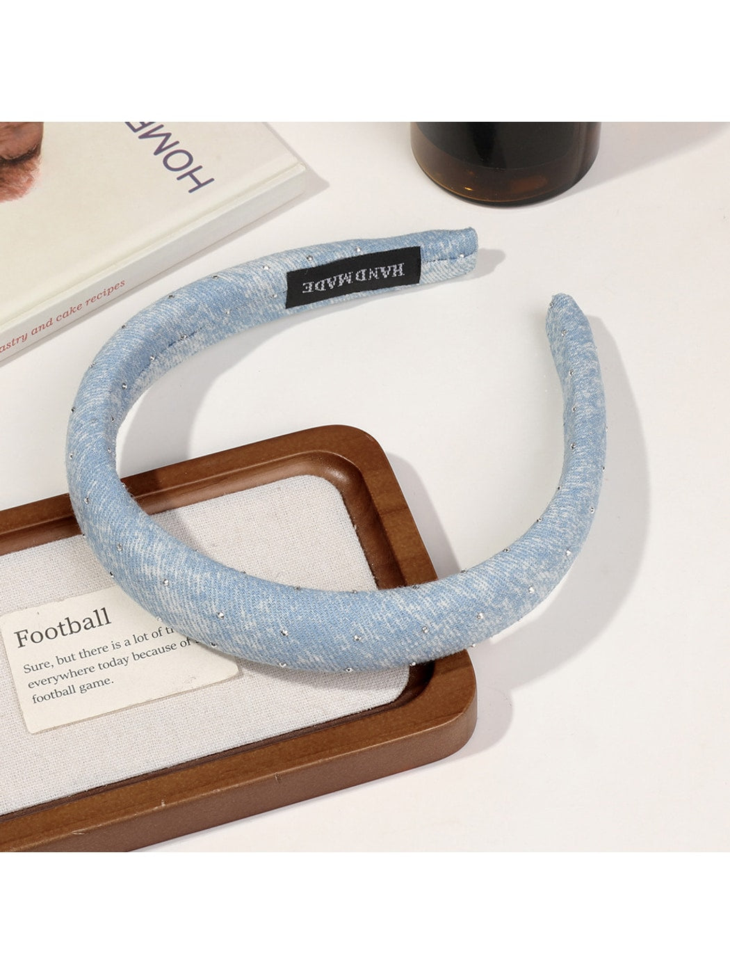 Gifty - Rhinestone Detail Denim Look Fabric Headband