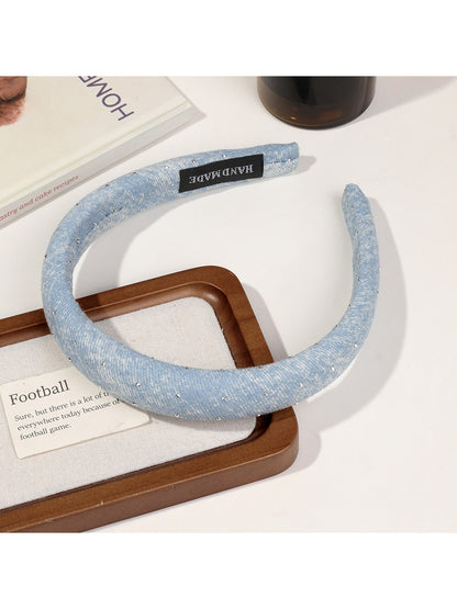 Gifty - Rhinestone Detail Denim Look Fabric Headband