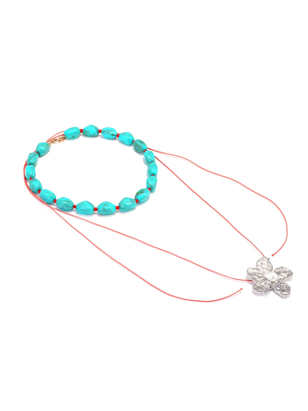 Nozari - Boho Floral Beaded Layered Pendant Necklace