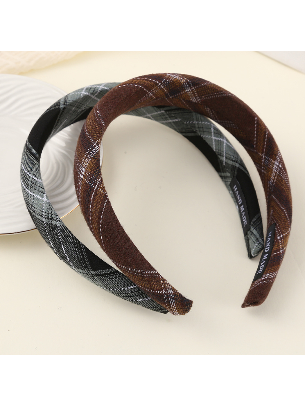 Gifty - Retro Plaid Fabric Wrapped Wide Headband
