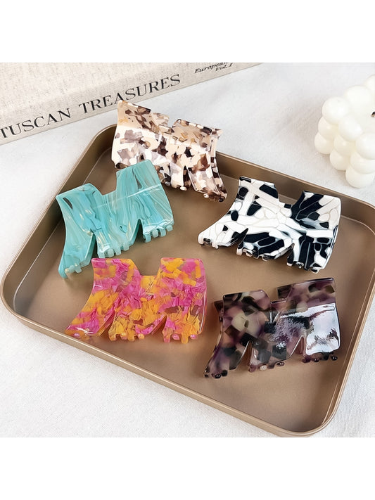 Beau - Glossy Marbled Acetate M Shape Claw Clip