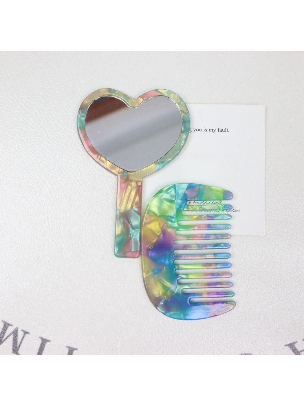 Mirroray - Acetic Acid Plate Makeup Mirror Comb Set